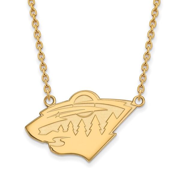 14k Yellow Gold NHL Minnesota Wild Large Necklace 18 Inch